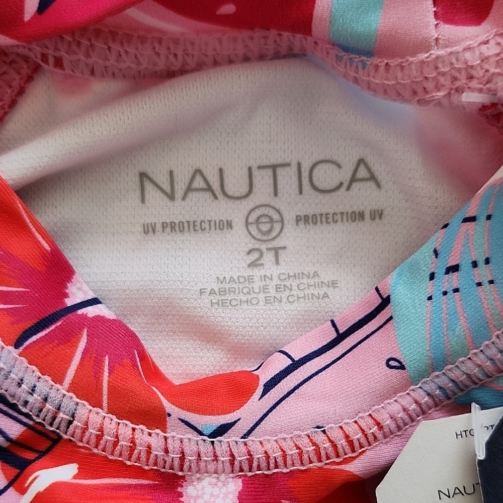 Nautica Kids Pink and Blue Floral Rashguard Set - Picture 2 of 7